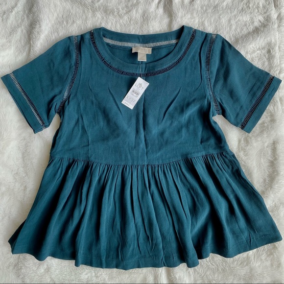 LOFT Tops - NEW Loft Teal Short Sleeves Peplum Top Petite XXSP